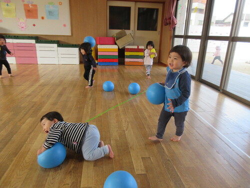 ボールで遊んでいる様子