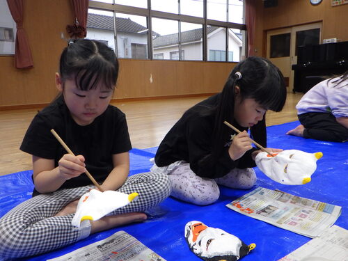 神楽面作りの様子