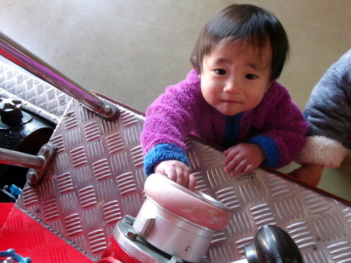 消防車を見学している